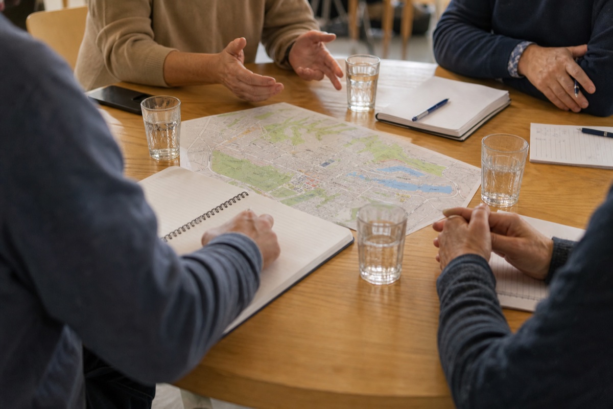 Komunitná diskusia nad mapou mesta